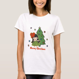Camiseta Aloha menina de Hula havaiana do Natal dos méis