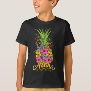 Camiseta Aloha Pineapple Hibiscus Women Teen Girl Havaiana