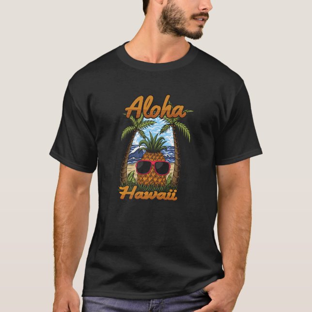 Camiseta Aloha  Quote Hawaii Vintage Pineapple (Frente)