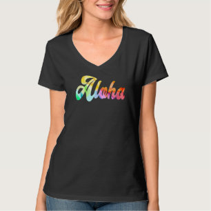 Camiseta Aloha Rainbow Prism Vintage Retro Havaiano Luau Is