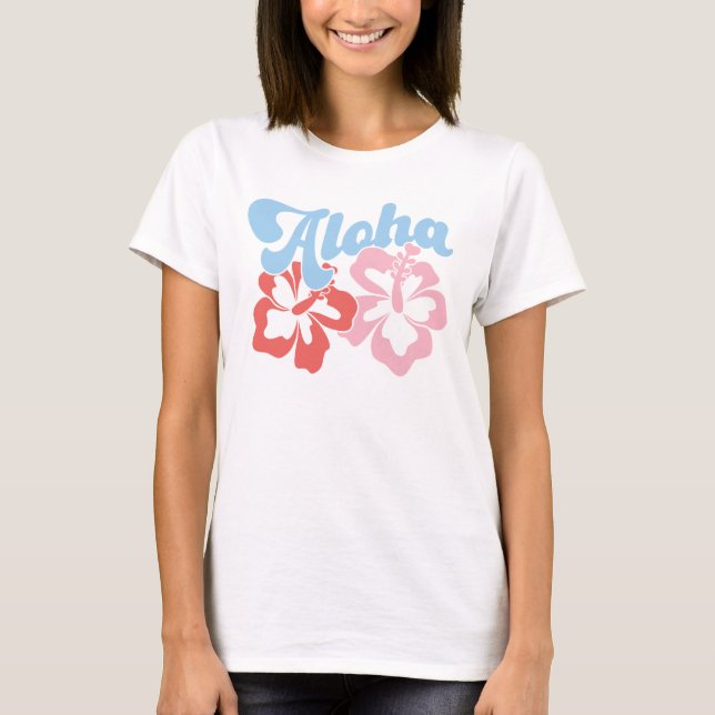 Camiseta Aloha Retro Hibiscus (Frente)
