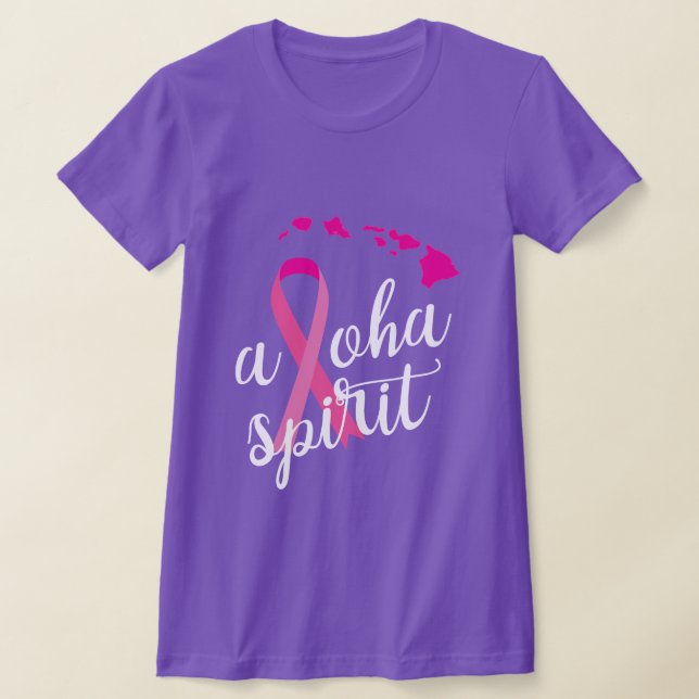 Camiseta Aloha Spirit Pink Ribbon Design for Breast Cancer (Postura )