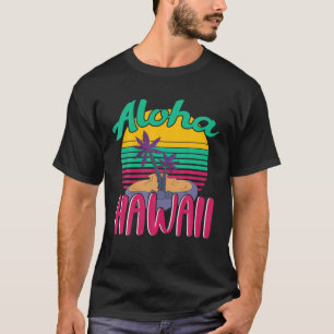 Camiseta Aloha Summer Vacing Palmeiras Tropicais Retro Ha