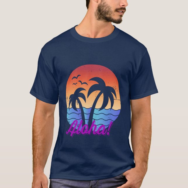 Camiseta Aloha - Sunset Tropical Havaiano (Frente)