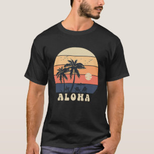 Camiseta Aloha Surfing Havaiana Vacinação Sunset Palm Tree