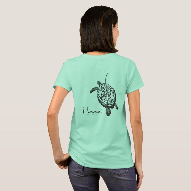 Camiseta Aloha tartaruga de mar verde de Havaí (Parte Traseira Completa)