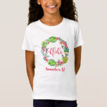 Camiseta Aloha Tropical Hibiscus Hawaiian Floral Birthday<br><div class="desc">Uma camiseta Aloha colorida e alegre para o perfeito presente de aniversário com uma Feliz Terra de Paraíso Tropical de Cores Aquáticas e aves exóticas. Perfeito para uma Celebração de Verão no estilo havaiano. Você pode alterar o texto no Menu Personalizar. Estão disponíveis estilos diferentes. Se precisar de ajuda, por...</div>
