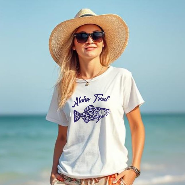 Camiseta Aloha Trout-Fish Style (Aloha Trout Hawaiian Fisherman Core Blue)