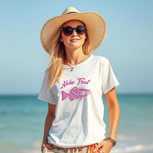 Camiseta Aloha Trout-Fish Style (Aloha Trout Hawaiian Fisherman Core Pink)