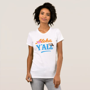 Camiseta Aloha Y'all Havaí Texas Engraçado Gráfico Colorido