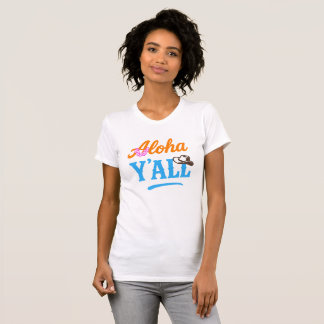 Camiseta Aloha Y'all Havaí Texas Engraçado Gráfico Colorido