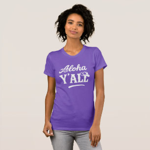 Camiseta Aloha Y'all Havaí Texas Gráfico Divertido Roxo