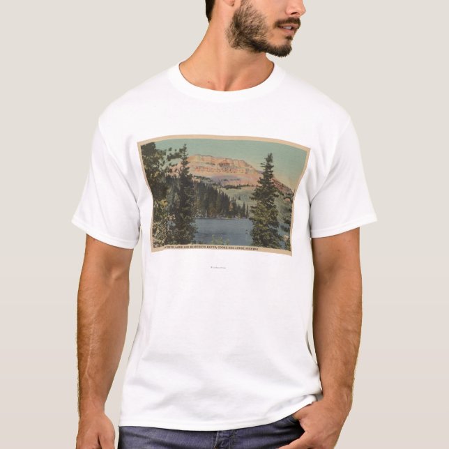 Camiseta Alojamento vermelho, TA - vista do lago Beartooth (Frente)