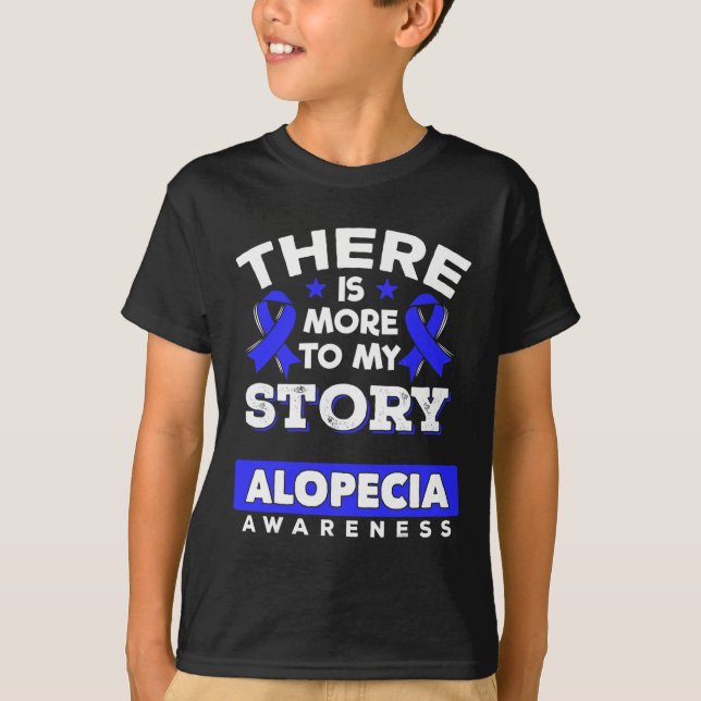 Camiseta Alopecia Areata Sobrevivente Azul Fita de Consciên (Frente)