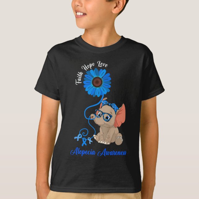 Camiseta Alopecia Conhecimento Elefante Fé Esperança Ama Su (Frente)