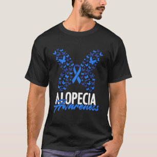 Camiseta Alopecia Consciência Azul Fita Borboleta Alopecia