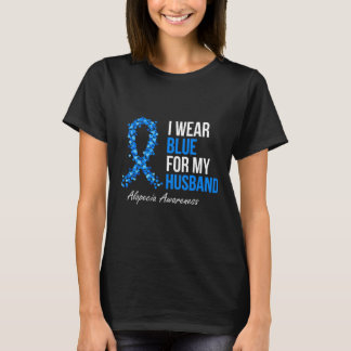 Camiseta Alopecia Consciência Eu Visto Azul Para Meu Marido