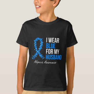 Camiseta Alopecia Consciência Eu Visto Azul Para Meu Marido