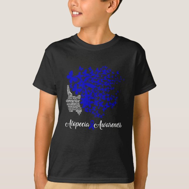 Camiseta Alopecia Sensibilização Cabelo Azul Fita Perda Bor (Frente)