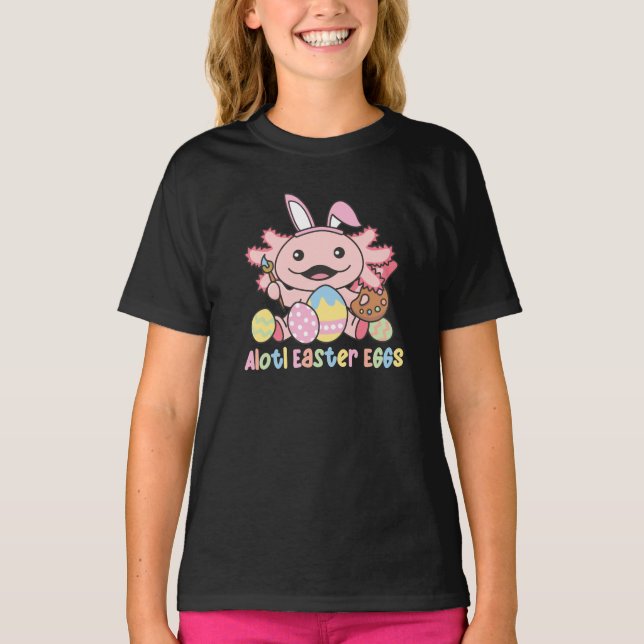 Camiseta Alotl Ovos De Páscoa Páscoa Axolotl Com Candeeiro (Frente)