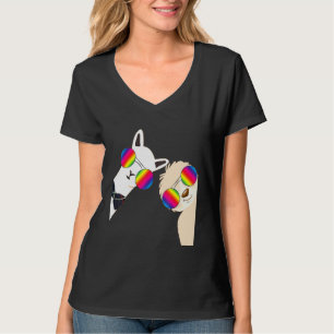 Camiseta Alpaca Animal Amigo Bff Óculos arco-íris Llama Slo