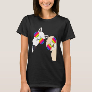 Camiseta Alpaca Animal Amigo Bff Óculos arco-íris Llama Slo