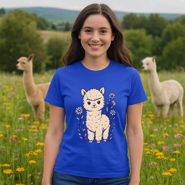 Camiseta Alpaca Bebê e Flores Silvestres (Criador carregado)