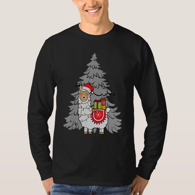 Camiseta Alpaca Christmas Tree Santa Fun Celebration Happy  (Frente)
