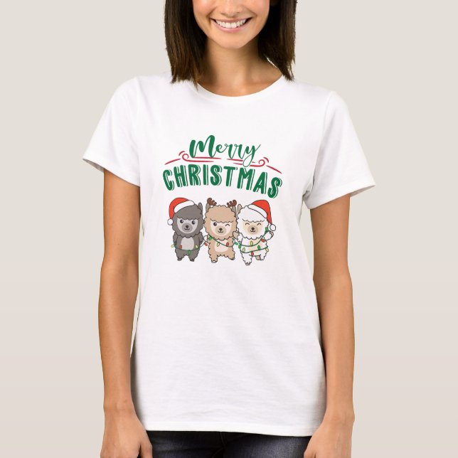 Camiseta Alpaca Christmas Winter Animais Alpaca (Frente)