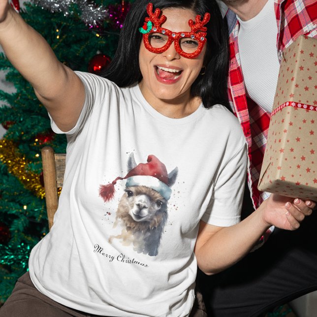 Camiseta Alpaca de Natal bonito, personalizado (Criador carregado)