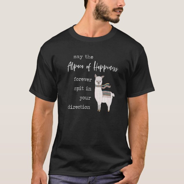 Camiseta Alpaca Felicidade Deseje Cute Llama Ame Pun Cote J (Frente)