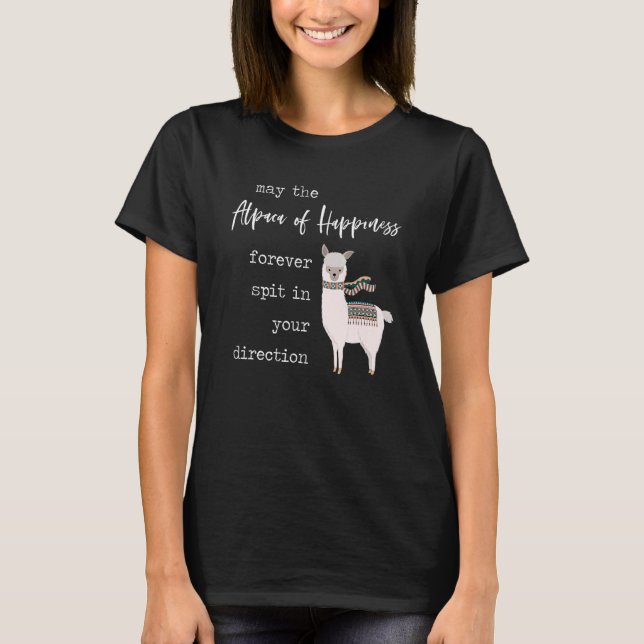 Camiseta Alpaca Feliz Desejo Que Llama Cute Ame Cotação Pun (Frente)