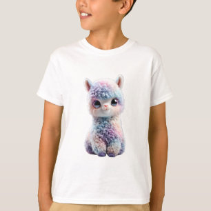 Camiseta Alpaca Fofo Arco-íris Galáxia Crianças
