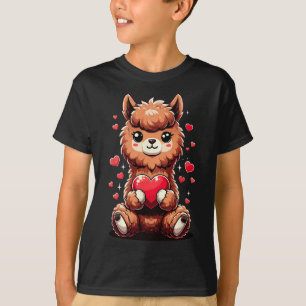 Camiseta Alpaca Holding Heart Dia de os namorados Cute Llam