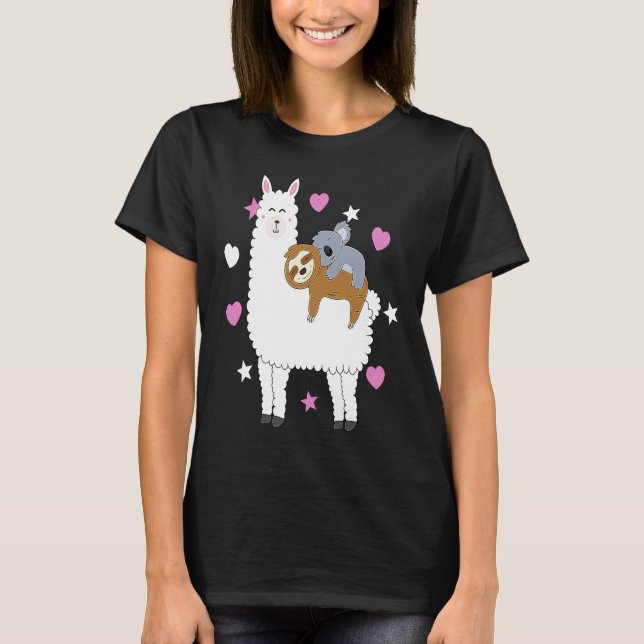 Camiseta Alpaca Lama Sloth Koala Women  Girls Sloth (Frente)