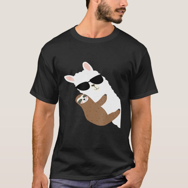Camiseta Alpaca legal Com Óculos De Sol E Lama Llama Sloth (Frente)
