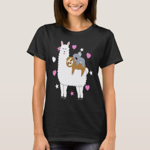 Camiseta Alpaca Lhama Preguiça Coala Mulheres Meninas Preg