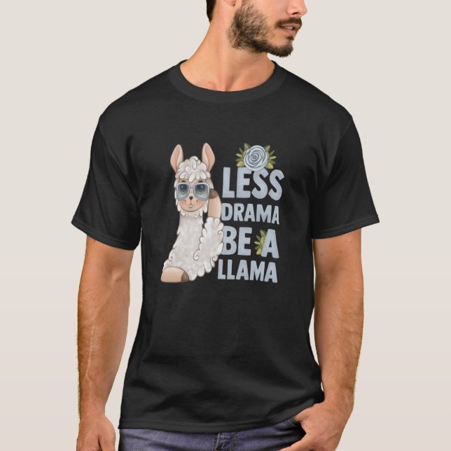 Camiseta alpaca llama animal  quote less drama (Frente)