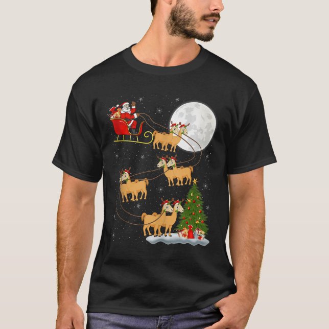 Camiseta Alpaca Llama Santa Sleigh Flying Funny Magical Chr (Frente)