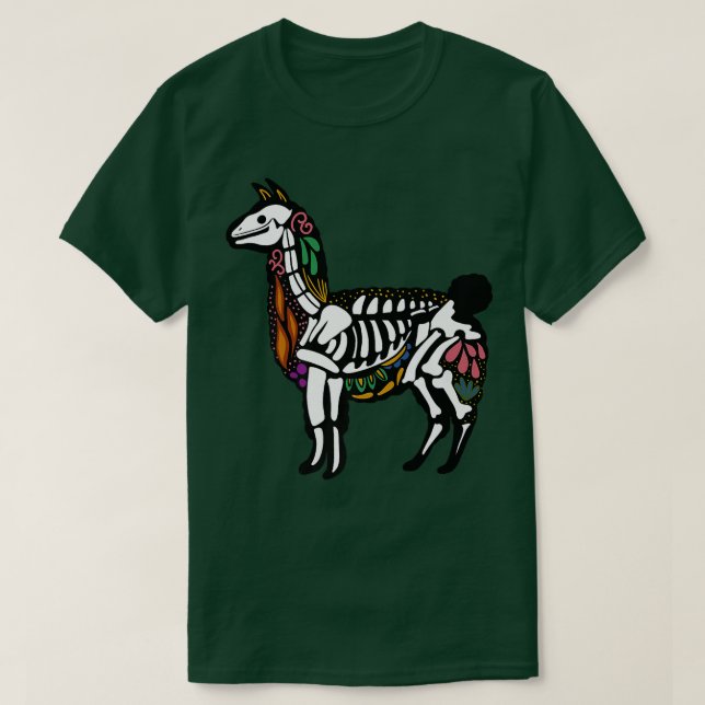 Camiseta Alpaca Llama Skeleton, Halloween  (Frente do Design)