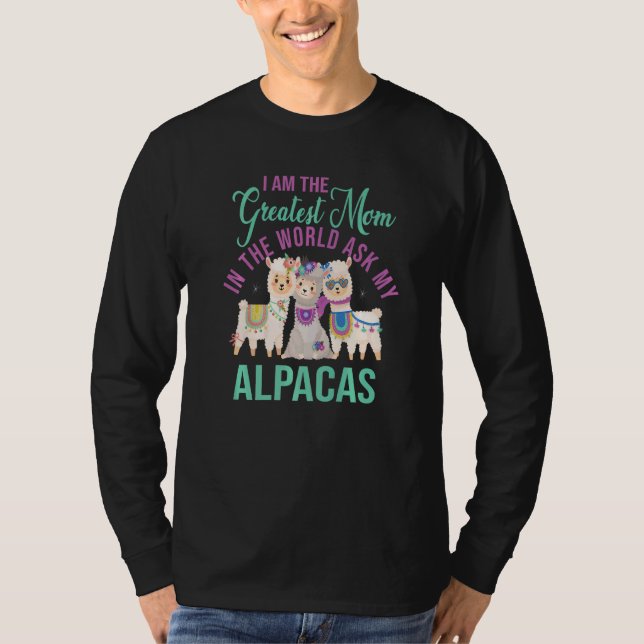 Camiseta Alpaca Mãe Llama Mulheres Cute Alpacas (Frente)