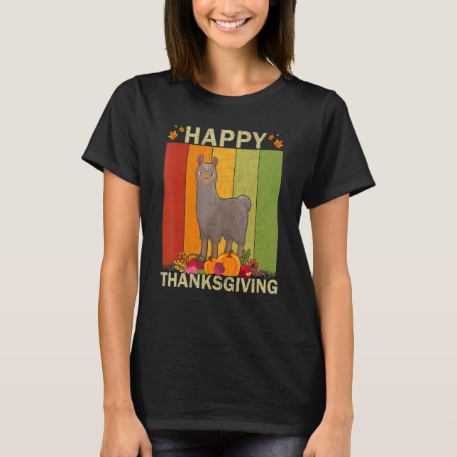 Camiseta Alpaca  Retro Graphic Family Matching Thanksgiving (Frente)