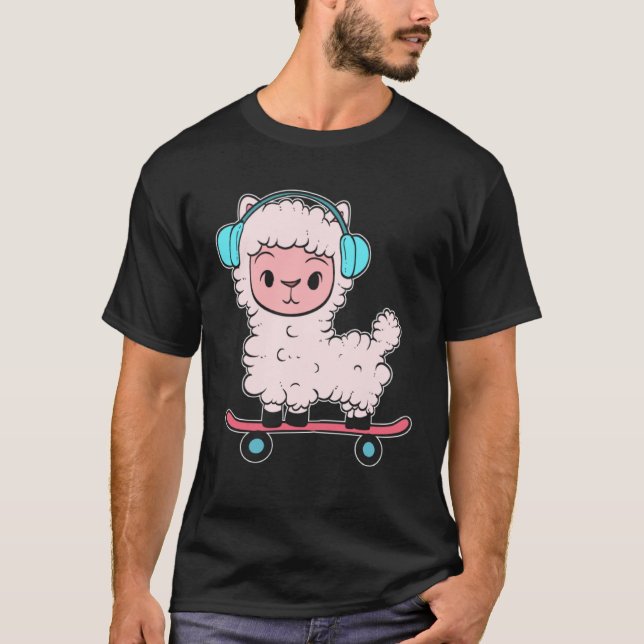 Camiseta Alpaca Skateboard Skateboard Enthusiast (Frente)