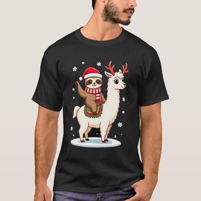 Camiseta Alpaca Sloth Christmas (3) (Frente)