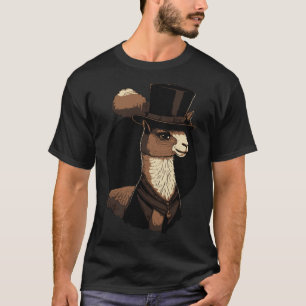 Camiseta Alpaca Usando Chapéu Alto Chique 3