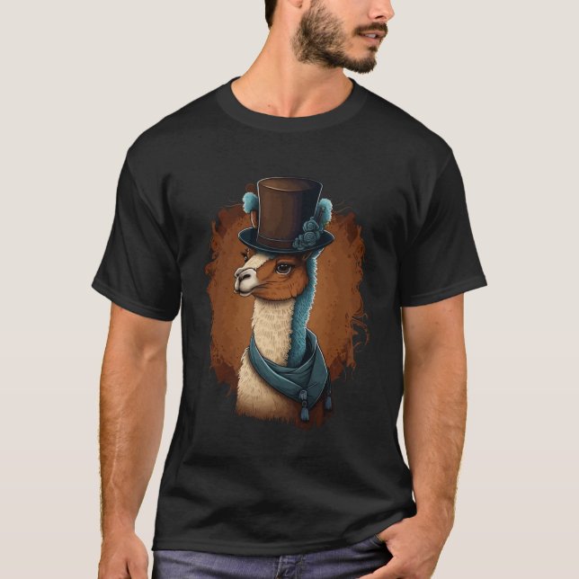 Camiseta Alpaca Vestindo Rico Superior Hat 1 (Frente)