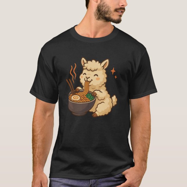 Camiseta Alpaca with Noodles Ramen Kawaii Alpaca (Frente)