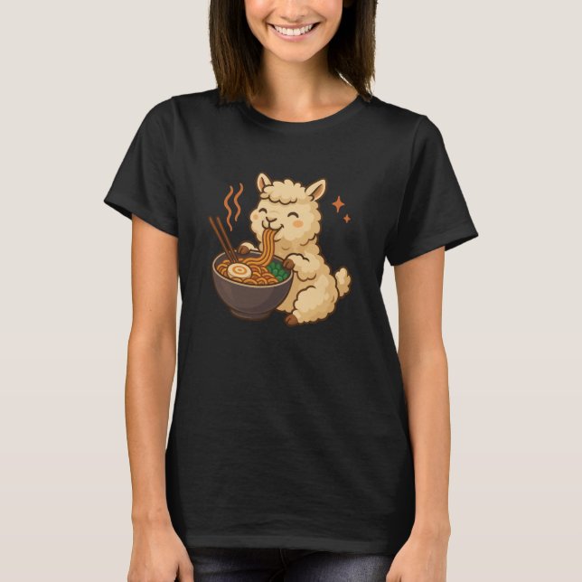 Camiseta Alpaca with Noodles Ramen Kawaii Alpaca (Frente)