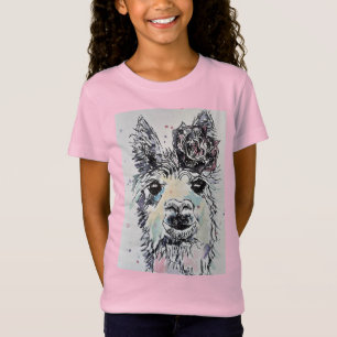 Camiseta Alpacca Llama, cor d'água, cor rosa, garotas T Sh