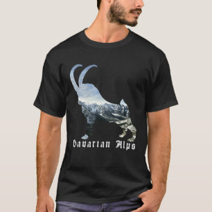 Camiseta Alpes Bávaros Alpino Ibex Caprino Selvagem Silhoue